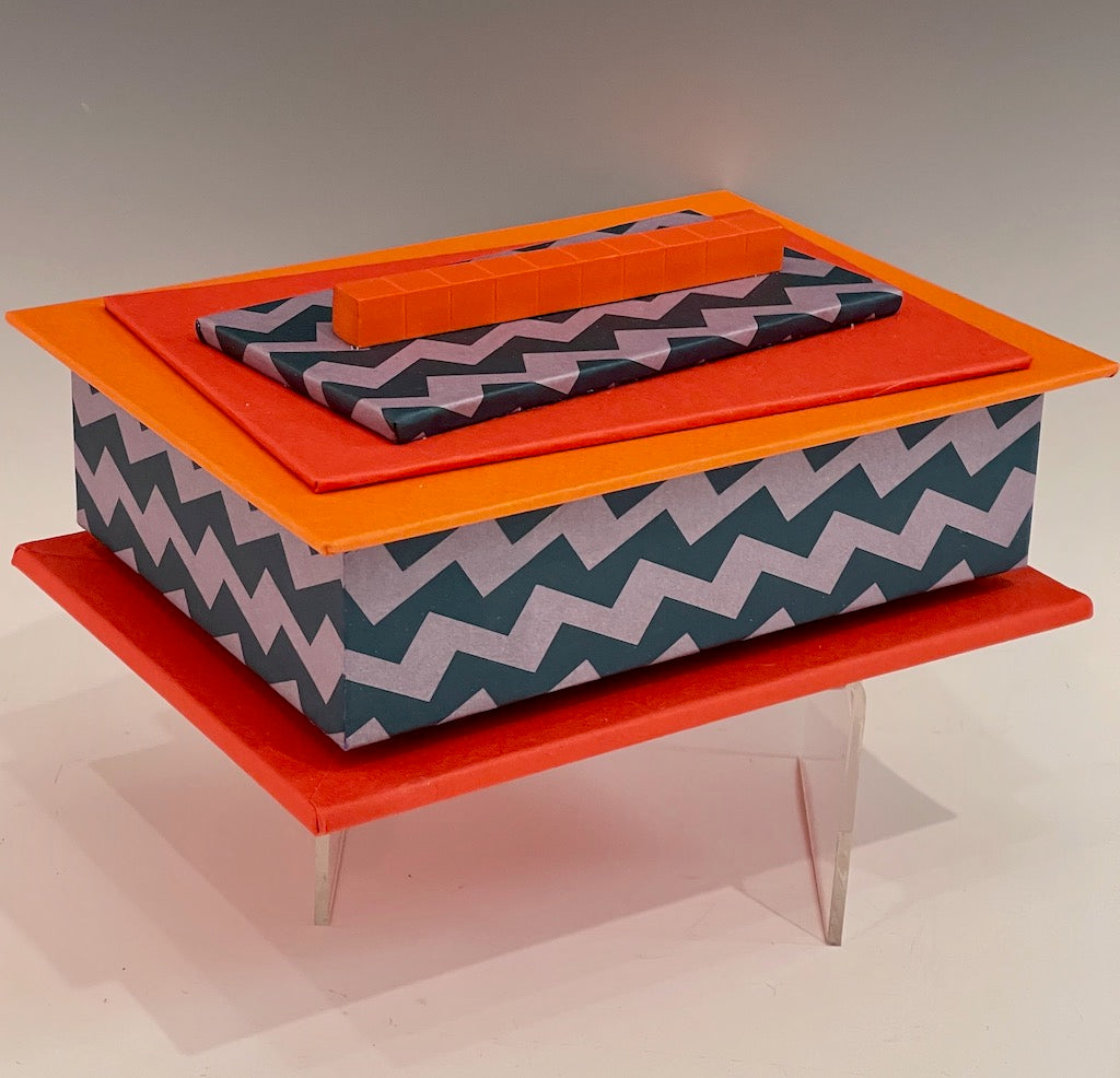 Orange Zig Zag Handmade Mixed Media Box JS110