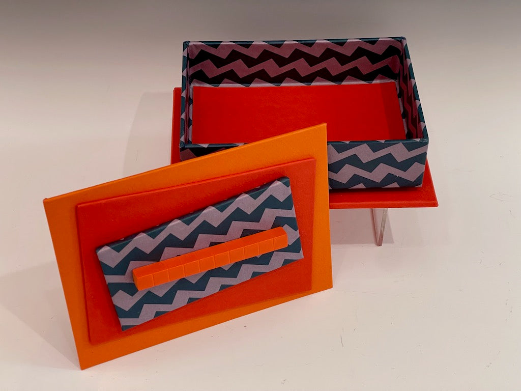 Orange Zig Zag Handmade Mixed Media Box JS110