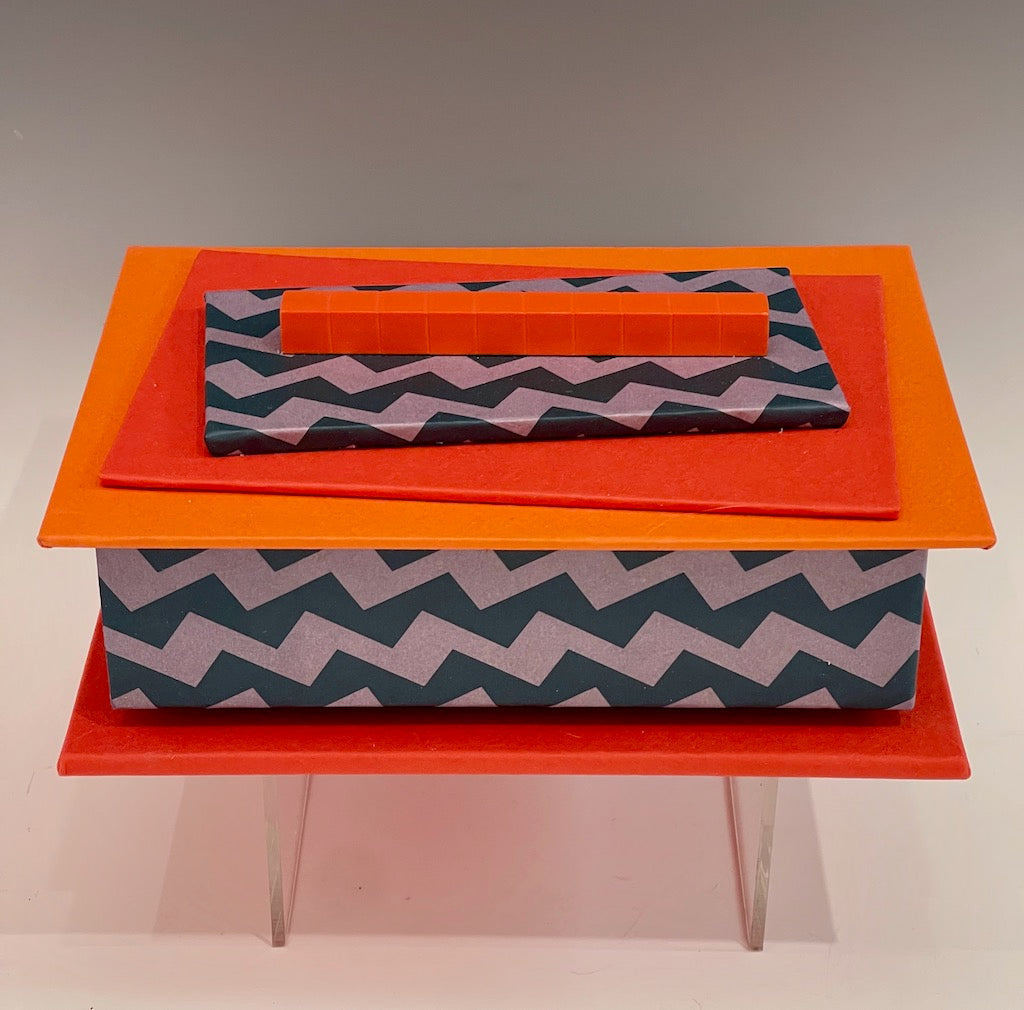 Orange Zig Zag Handmade Mixed Media Box JS110