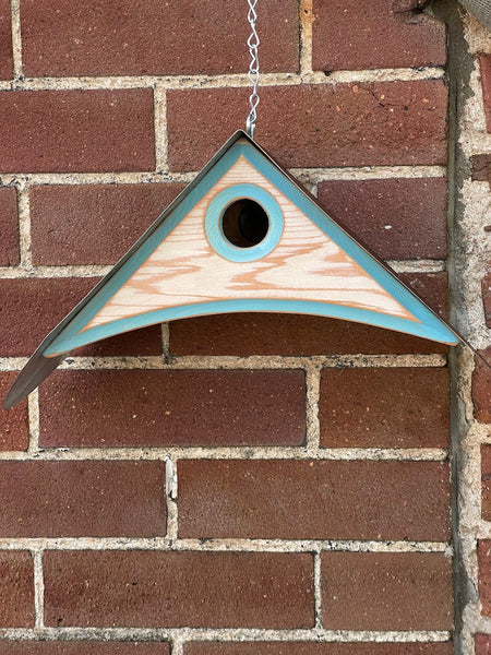 Falcon Birdhouse in Distressed White with Blue Trim LC22.28