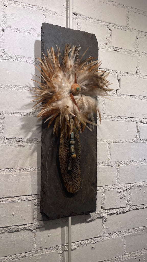 "SACRED SPIRIT II" - MIcaceous Clay and Mixed Media Wall Sculpture