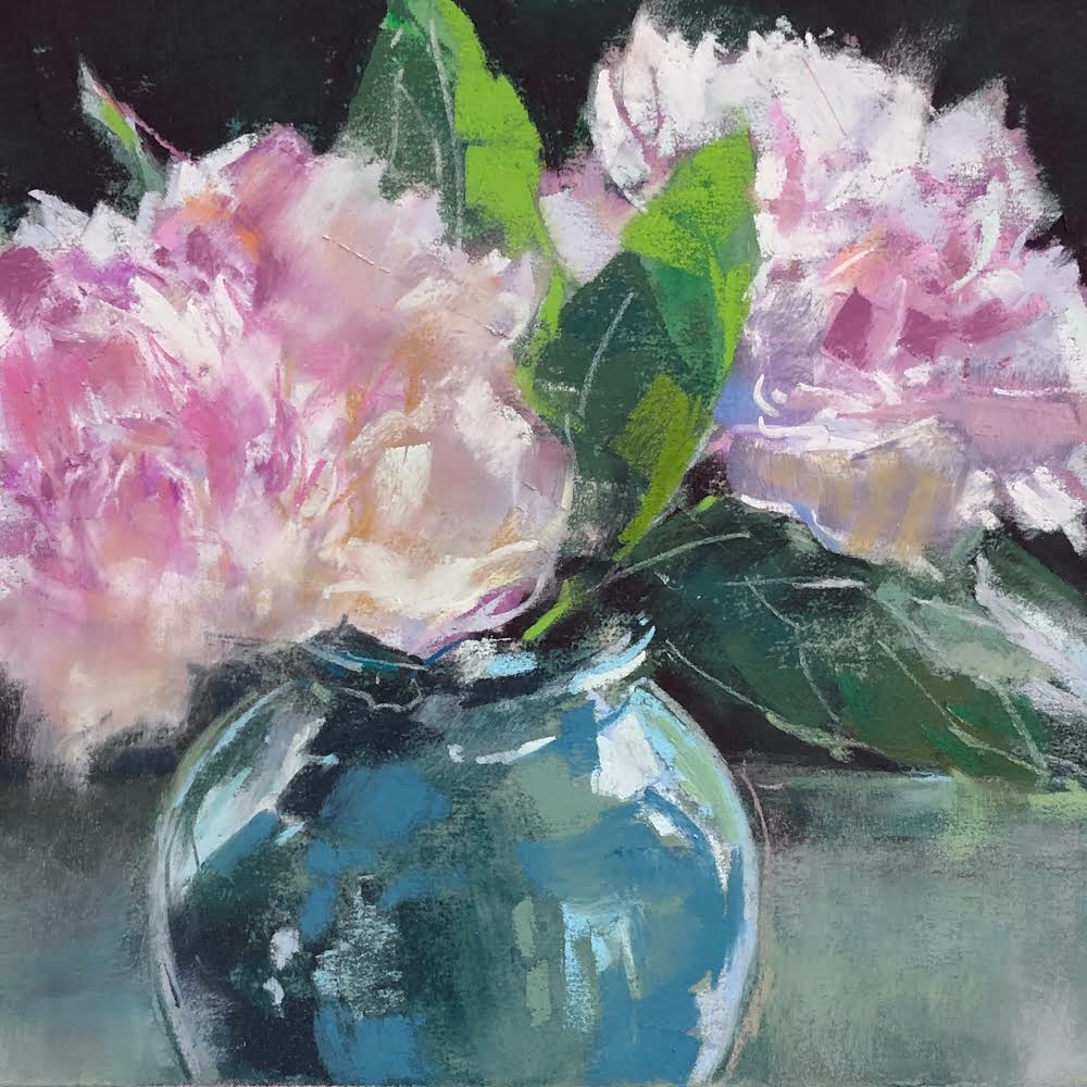 Peony - Pastel Study - Original Pastel Painting with Matte/Framed