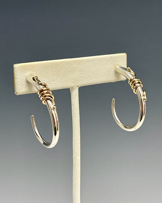 Sterling Silver "SP Hoop" Earrings with 14k Gold Detail  MB119E