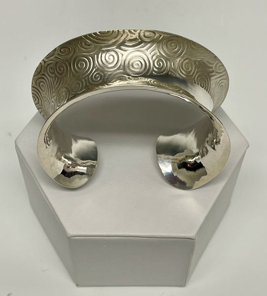 Large Sterling Silver Pattern Wide Cuff  MB134B