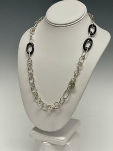 Long Sterling Silver Chain with Onyx MB135N