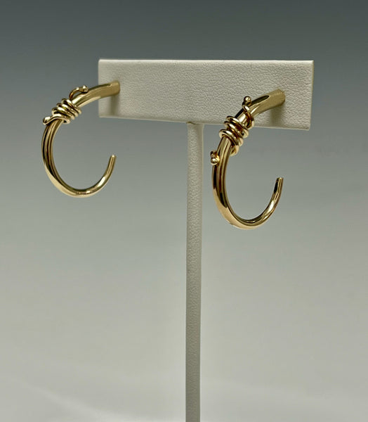 Small 14k Gold "SP" Hoop Earrings with 14K Gold detail  MB138E