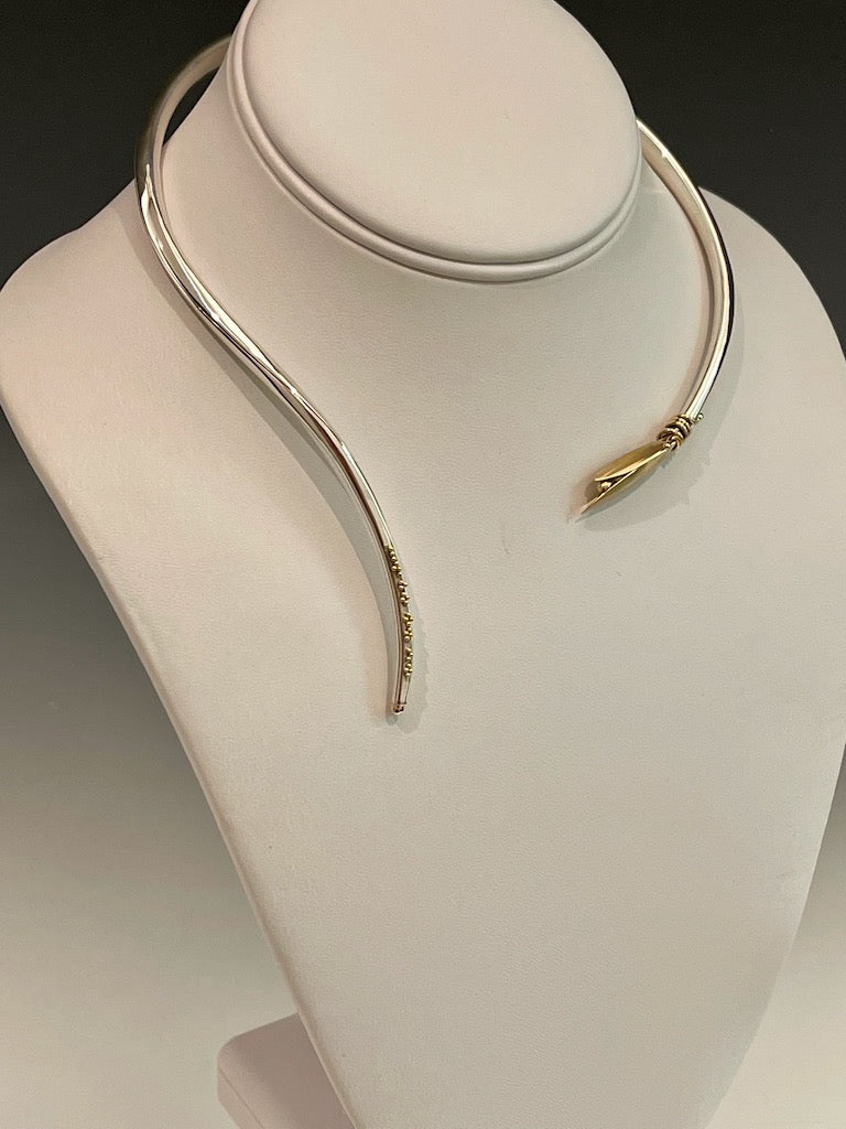 Flexible Neck Sterling Silver, 14K and 22K Gold Necklace MB138N