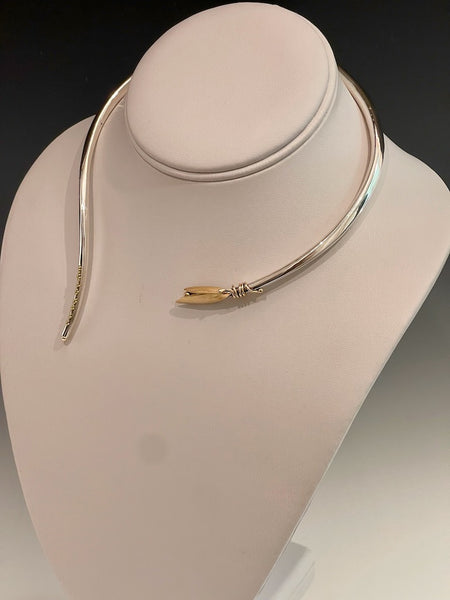 Flexible Neck Sterling Silver, 14K and 22K Gold Necklace MB138N
