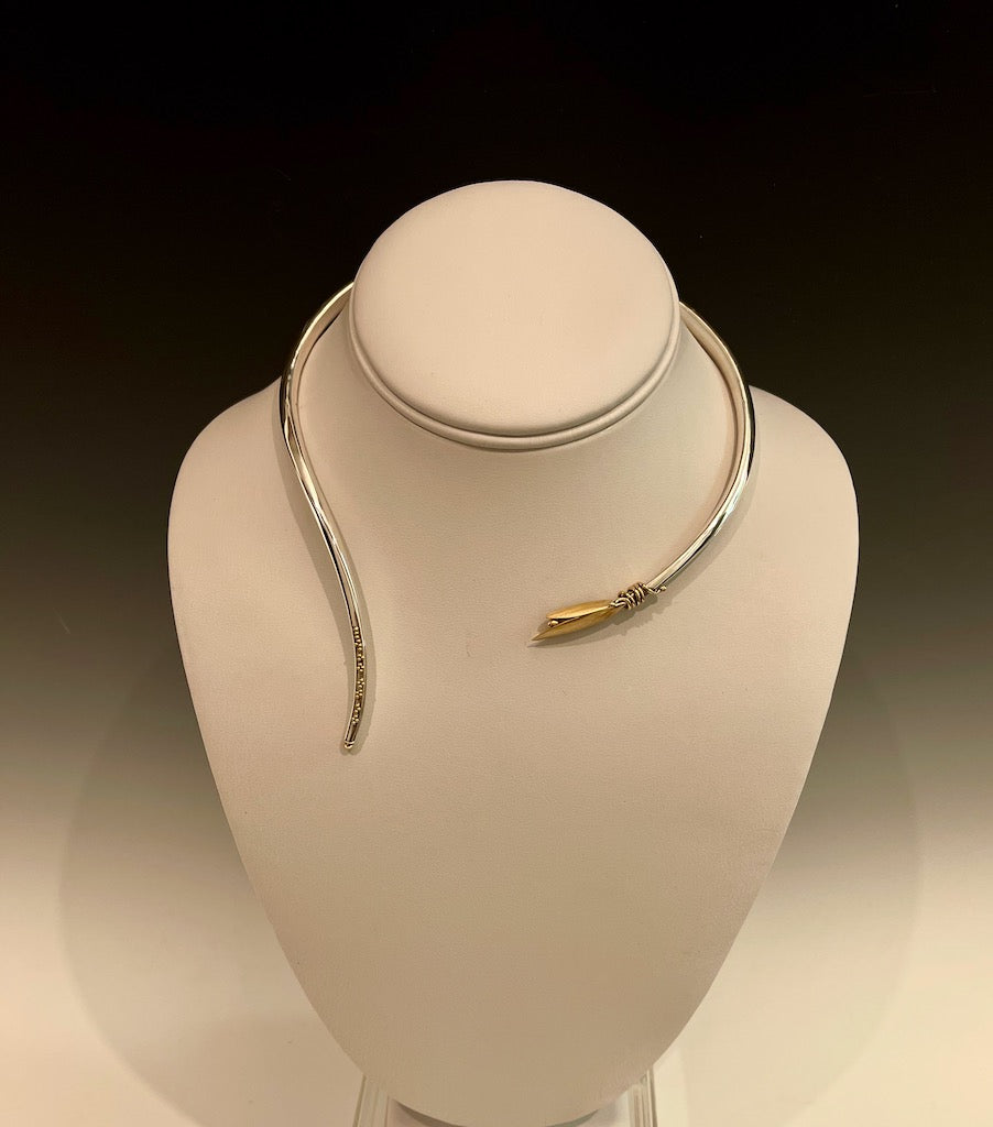 Flexible Neck Sterling Silver, 14K and 22K Gold Necklace MB138N