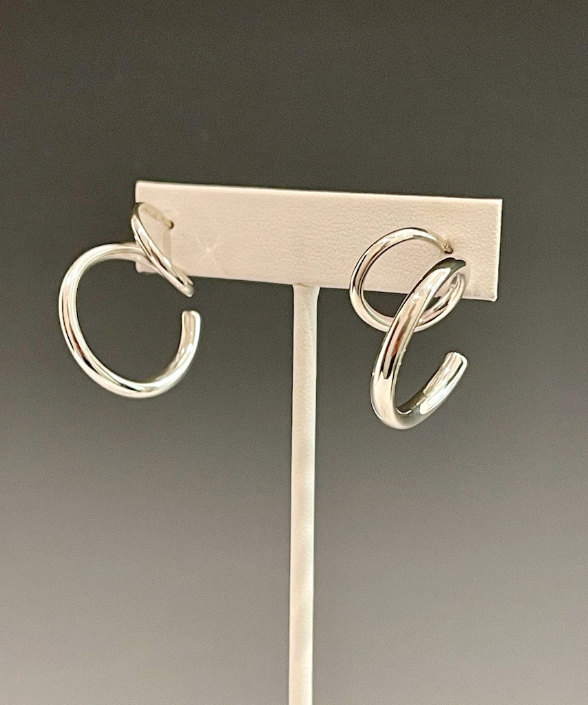 Sterling Silver Double Hoop Earrings MB141E
