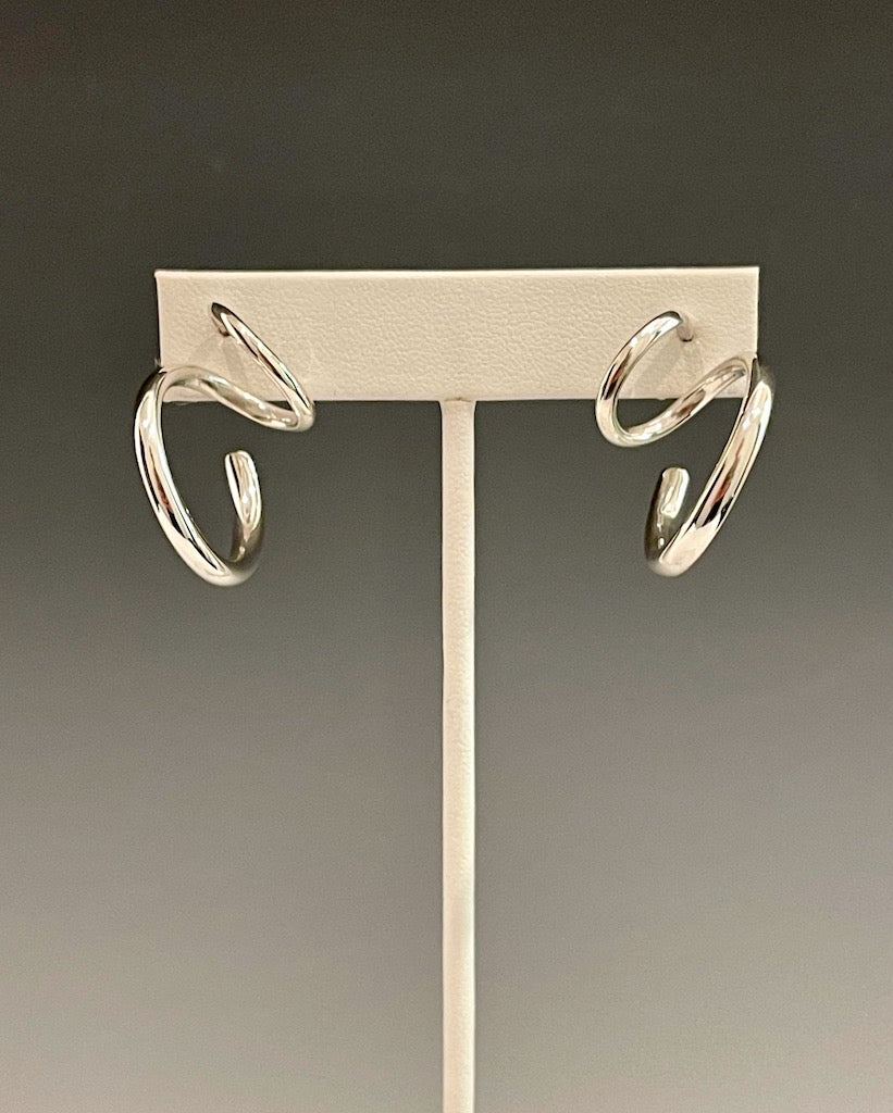 Sterling Silver Double Hoop Earrings MB141E