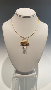 14k Necklace with Amethyst, Pearl and 3 Cable 14k Wire Necklace MB147N