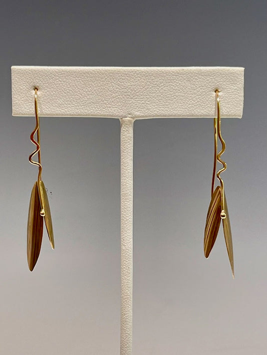 Long Leaf 14K Gold Earrings with French Wires MB149E