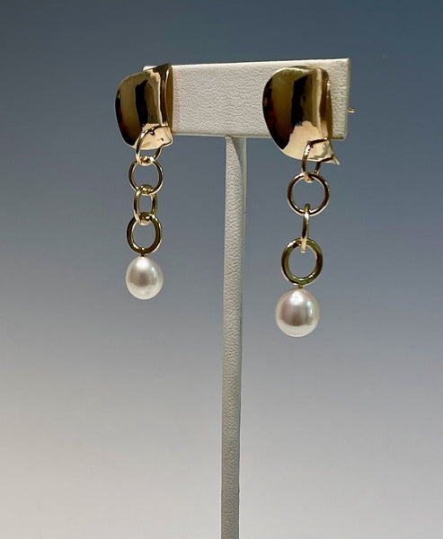 14K Gold "HC" Earrings with Pearls MB153E
