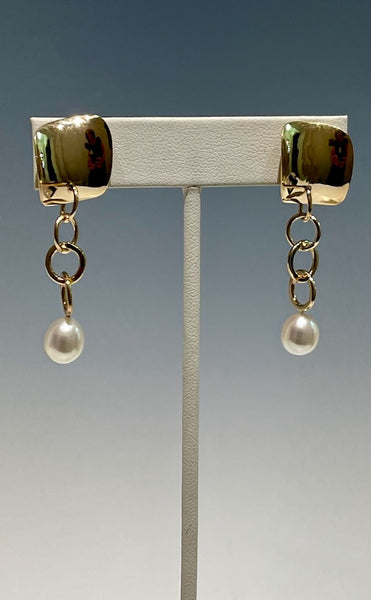 14K Gold "HC" Earrings with Pearls MB153E
