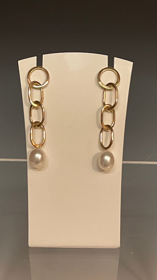 14K RINGS WITH PEARL DROP  Earrings  MB157E