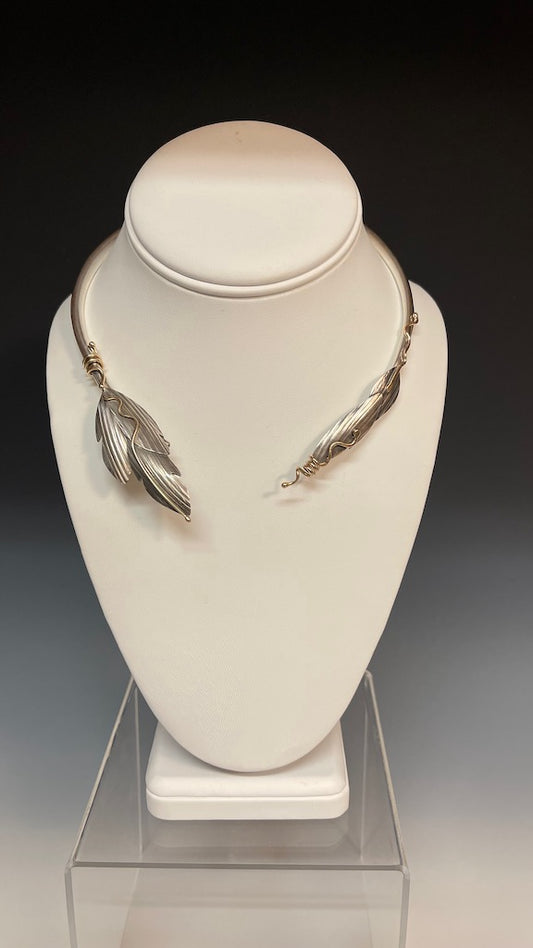 FLEXIBLE STERLING SILVER AND 14K GOLD NECKLACE  MB161N