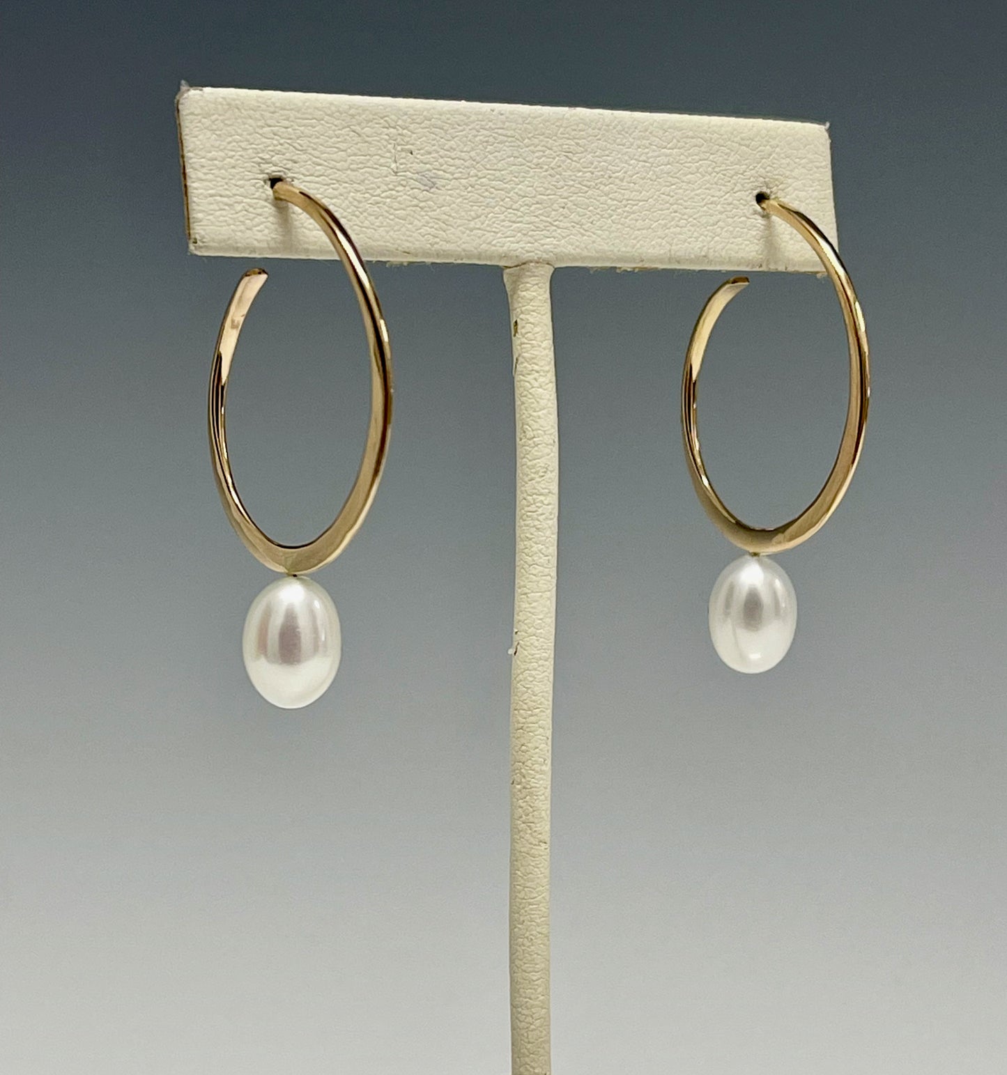 14K Gold Hoops with Pearls Earrings  MB128E