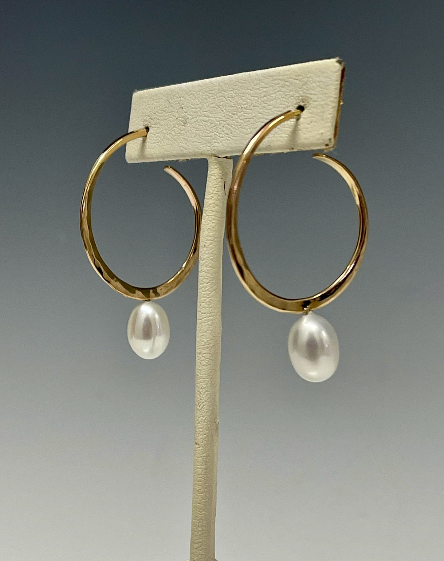 14K Gold Hoops with Pearls Earrings  MB128E