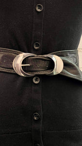 CUSTOM BELT BUCKLE AND GARMENT DYED LEATHER BELT WITH STERLING SILVER  MB3B