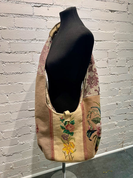 "Mauve Floral" Vintage Crossbody Handbag