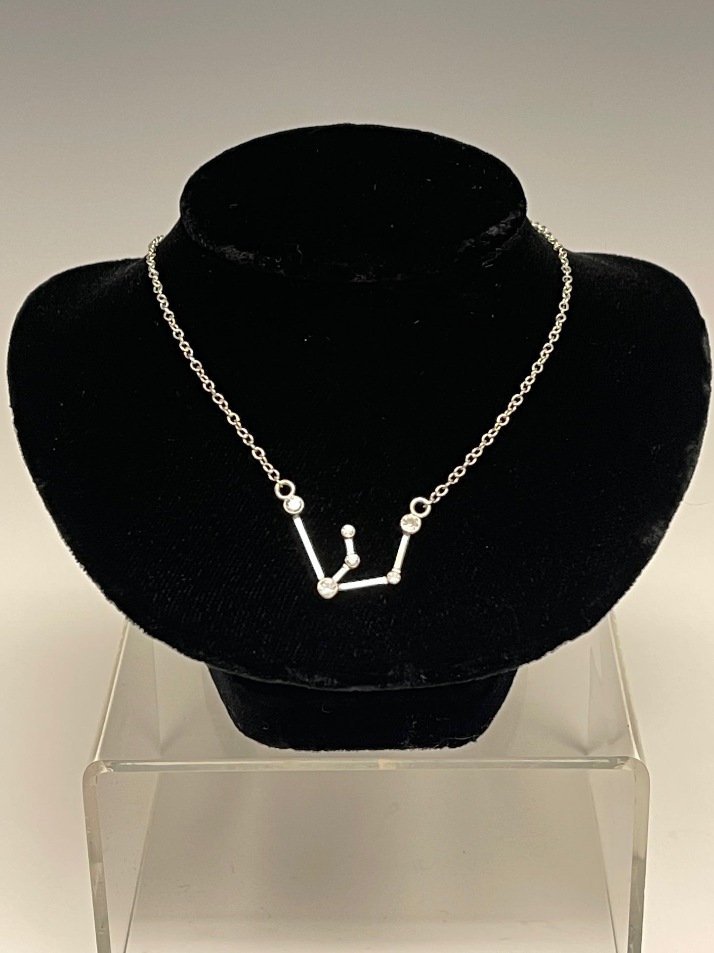 Aquarius Pendant with White Zircon and Sterling Silver Necklace