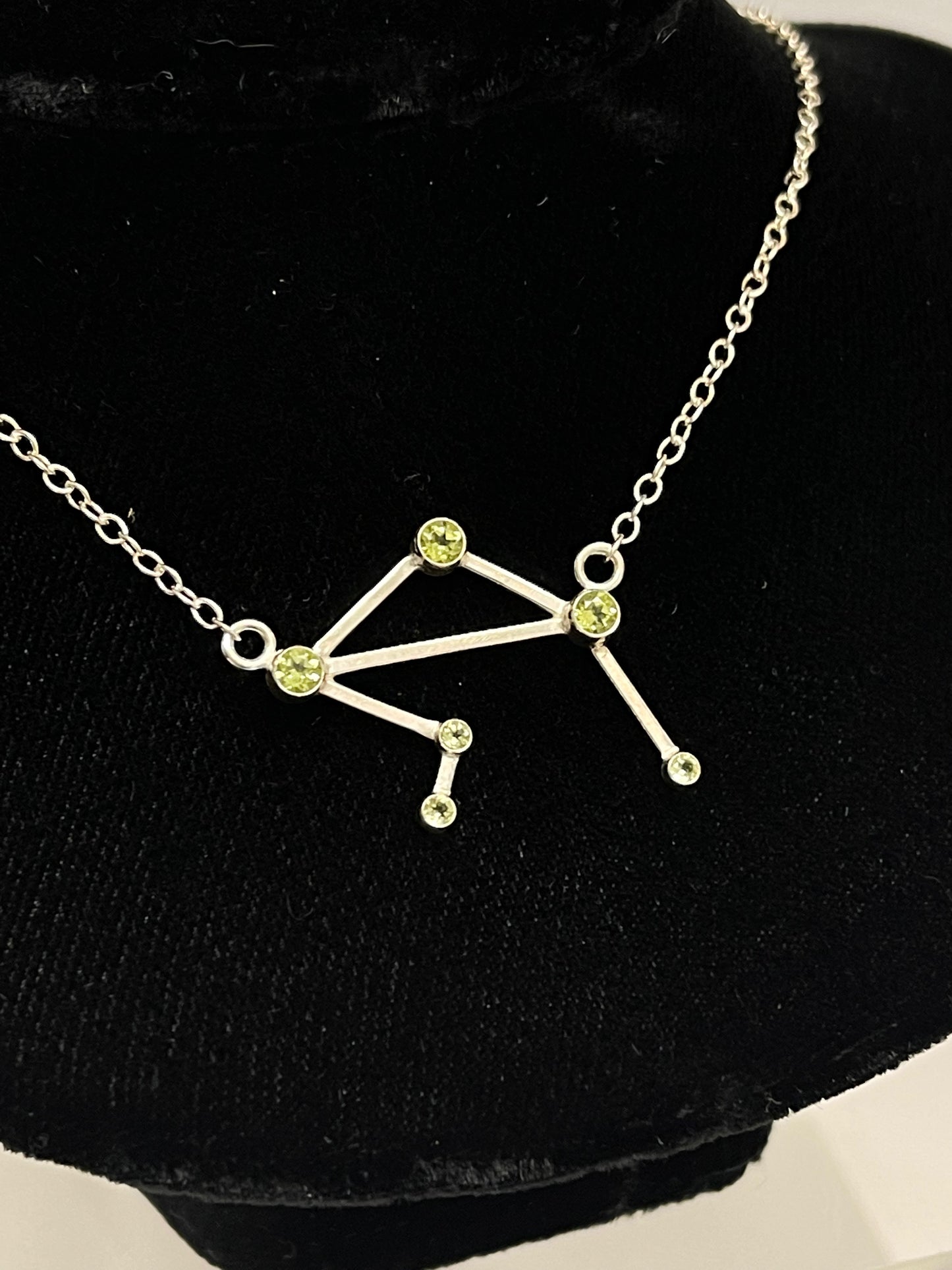 Libra Pendant with Peridot and Sterling Silver Necklace