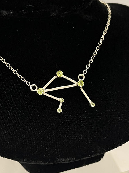 Libra Pendant with Peridot and Sterling Silver Necklace