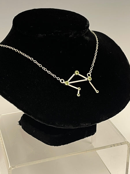 Libra Pendant with Peridot and Sterling Silver Necklace