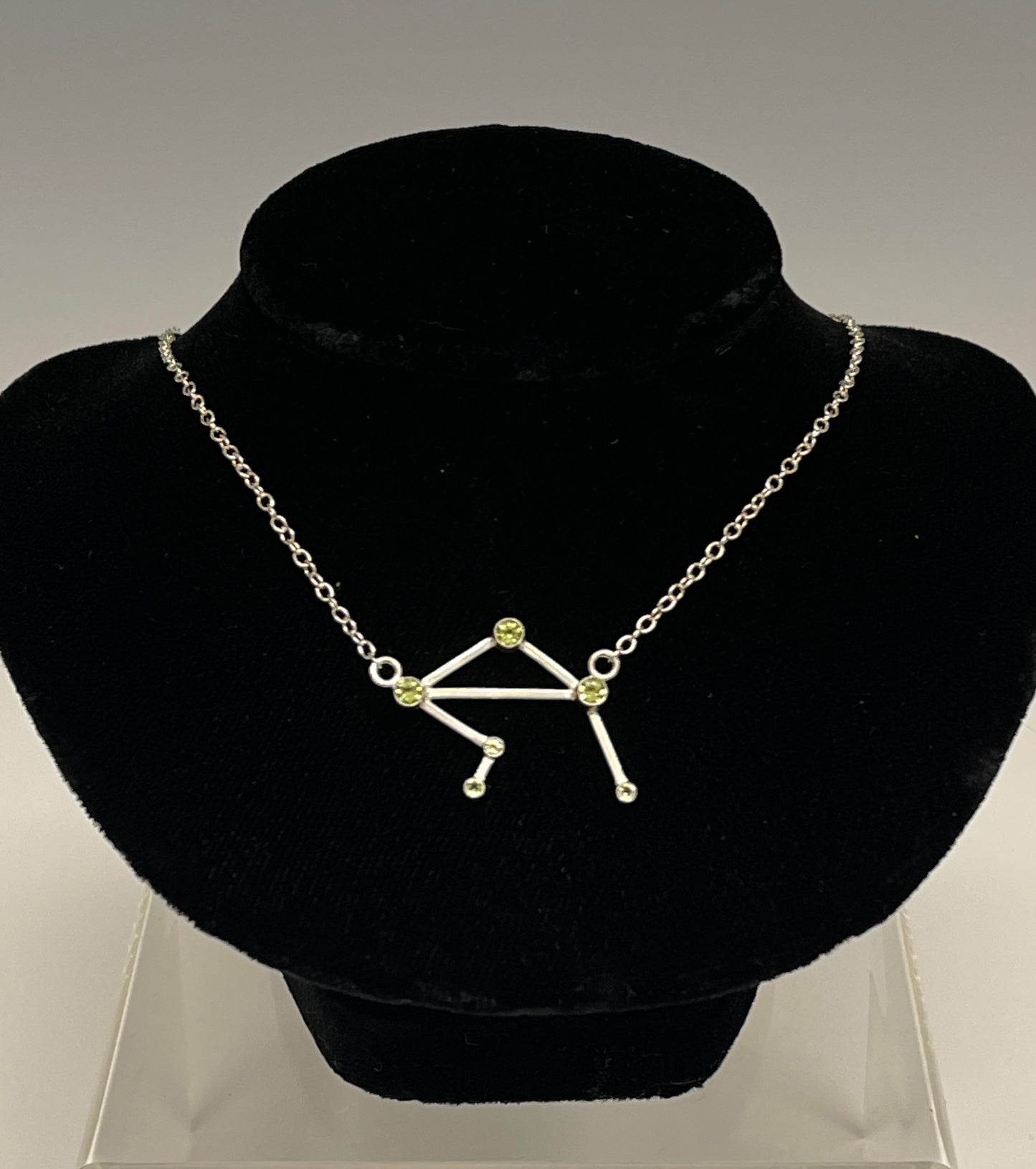 Libra Pendant with Peridot and Sterling Silver Necklace