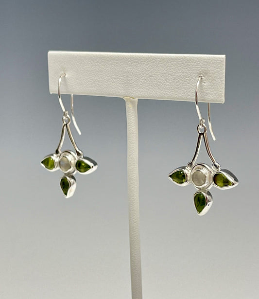 Moonstone and Peridot Sterling Silver Earrings  NM308E