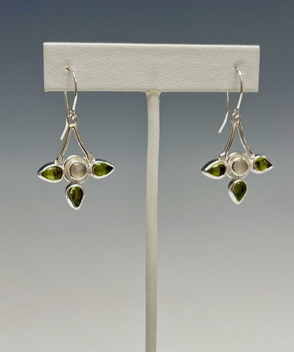 Moonstone and Peridot Sterling Silver Earrings  NM308E