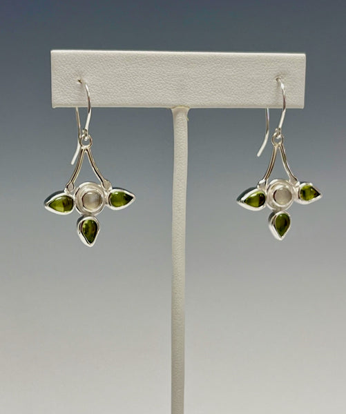 Moonstone and Peridot Sterling Silver Earrings  NM308E