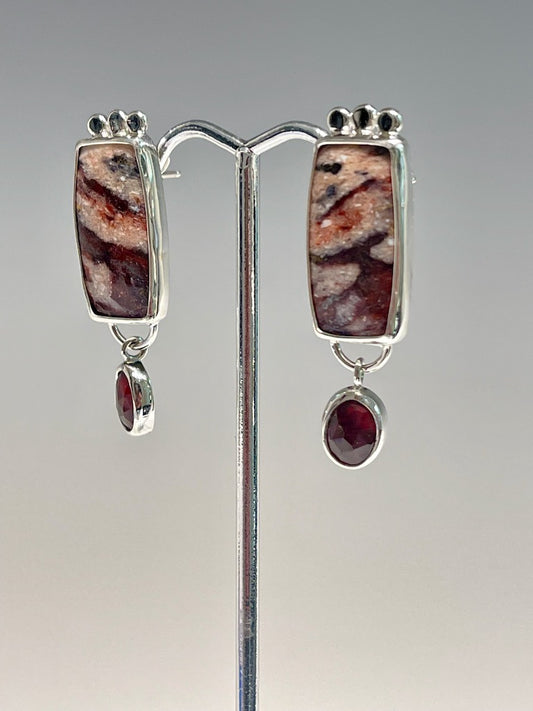 Indian Basket Jasper and Garnet Earrings NM321E