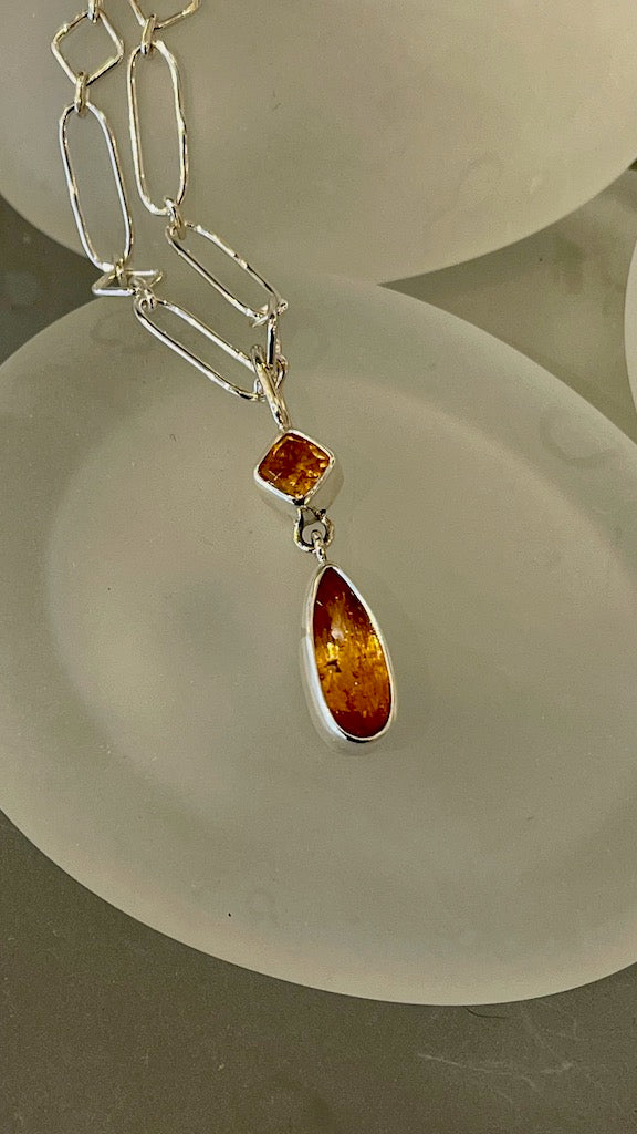 IMPERIAL TOPAZ Pendant with Handmade Sterling Silver Chain  NM397N