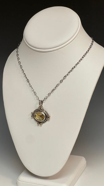 DENDERITIC AGATE AND YELLOW SAPPHIRE NECKLACE - NM422N