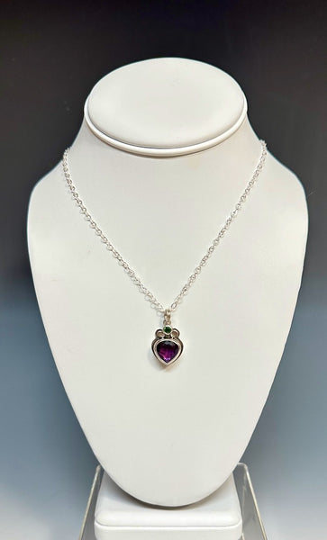 AMETHYST AND CHROM DIOPSIDE Necklace with Sterling Silver Chain - NM444N
