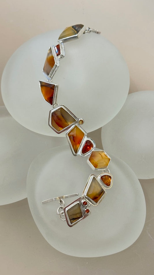 MONTANA AGATE, GARNET, CITRINE AND SAPPHIRE BRACELET NM449B