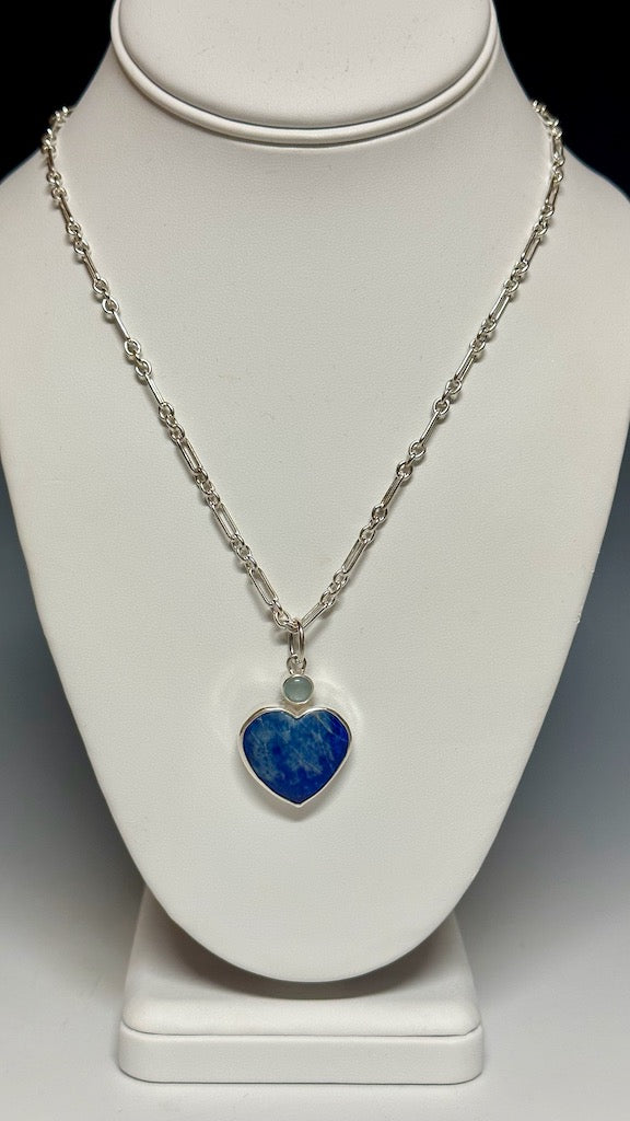 LAPIS AND AQUAMARINE STERLING SILVER Necklace with Sterling Silver Chain - NM462N