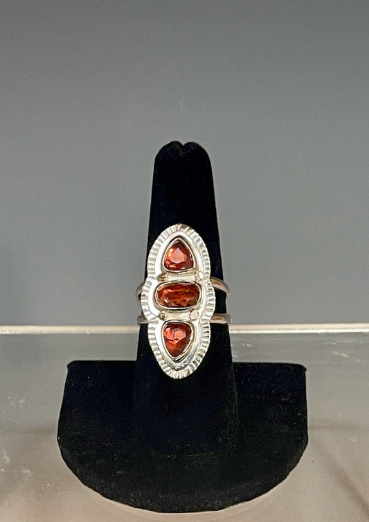 ROSE CUT GARNET Sterling Silver Ring NM443R