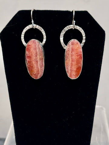 Rhodocrosite with Ring Sterling Silver Design Earrings E3044