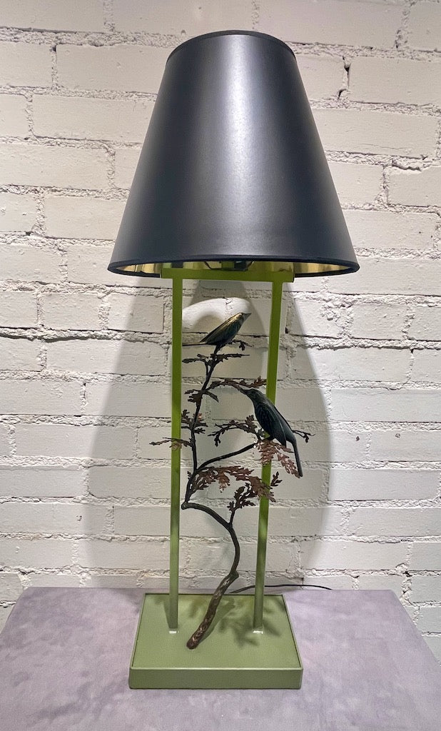 CEDAR LEAF AND WREN HAND FORGED LAMP