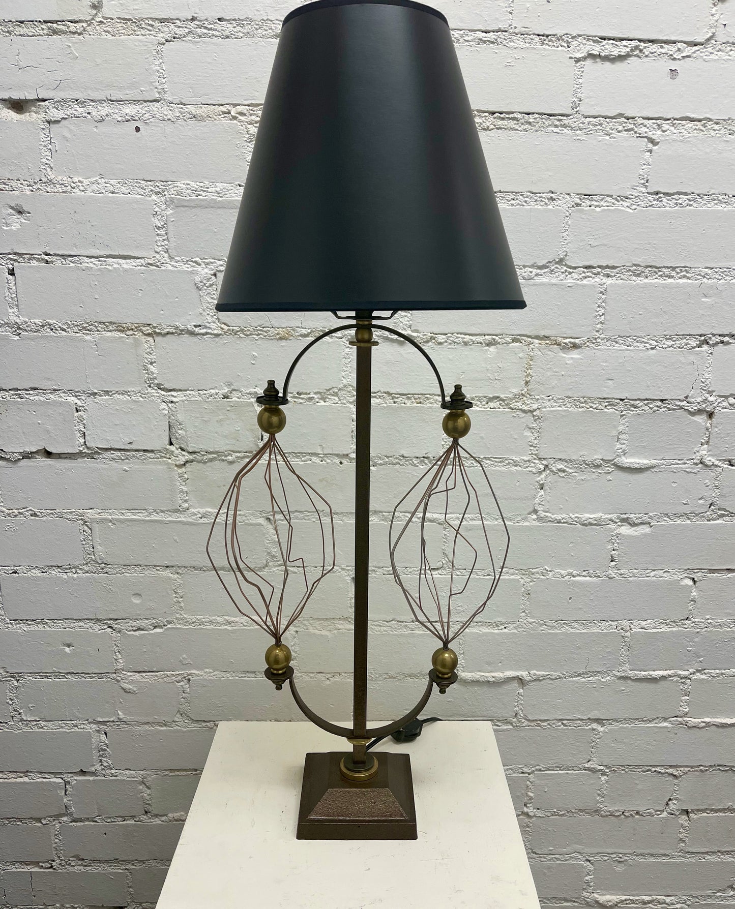 “Tesla” Inspired Vertical Table Lamp with Black Shade