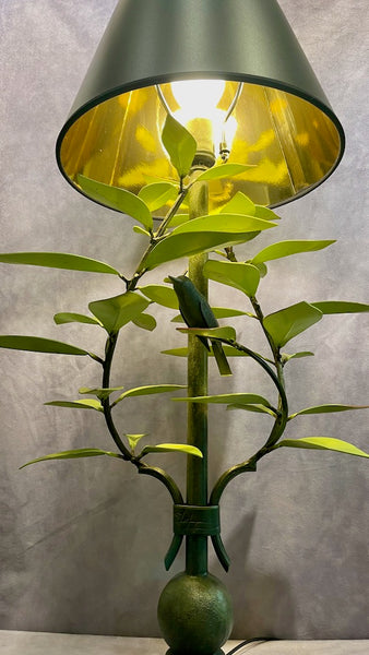 GREEN LAUREL AND WREN HAND FORGED LAMP