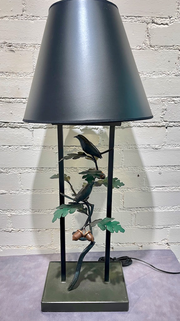 Green Oak Lamp Table Lamp with Black Shade