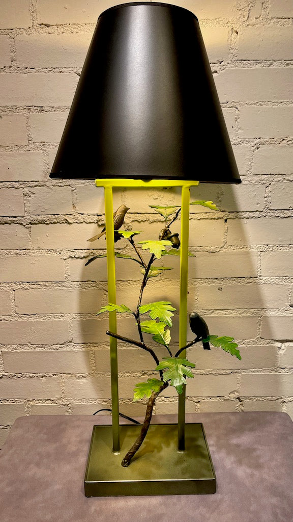 OAK LEAF AND WREN HAND FORGED LAMP