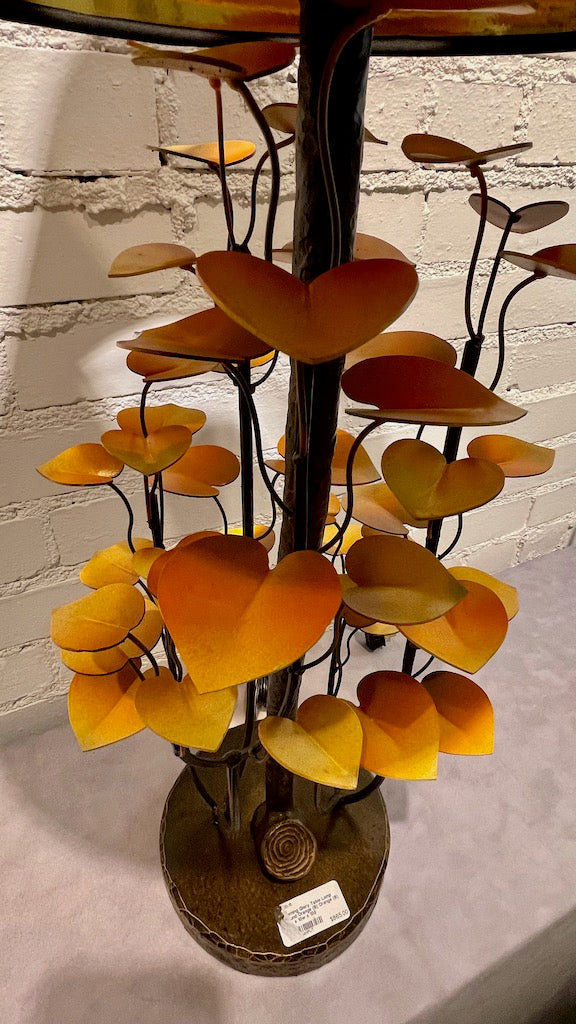 Orange Yellow Morning Glory Lamp Table Lamp with Black Shade