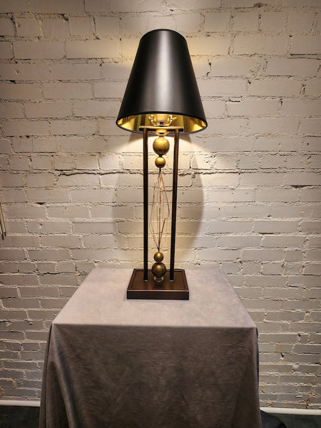 TESLA INSPIRED TALL TABLE LAMP WITH BLACK SHADE