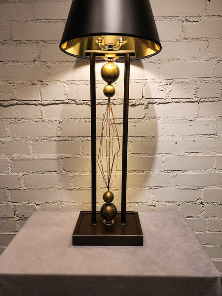 TESLA INSPIRED TALL TABLE LAMP WITH BLACK SHADE