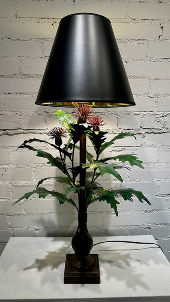 THISTLE HAND FORGED Table Lamp with Black Shade
